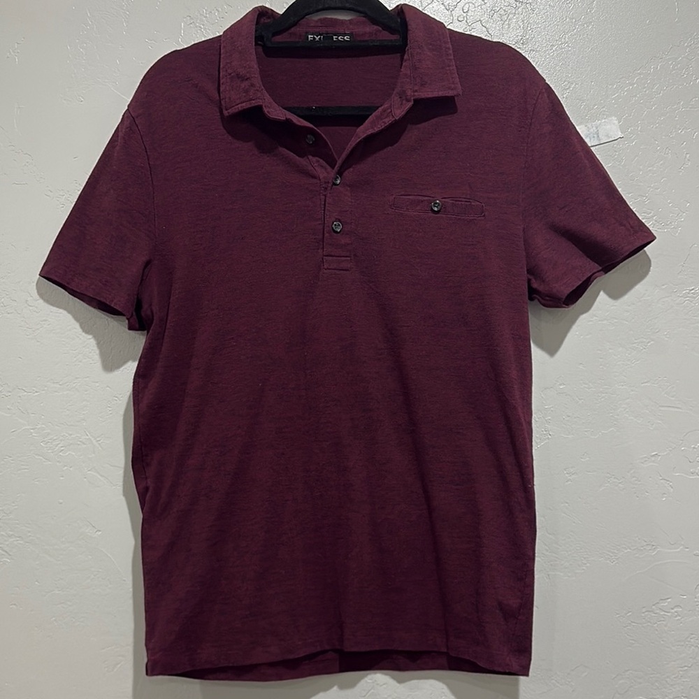 Express Red Polo Shirt Short Sleeve Classic